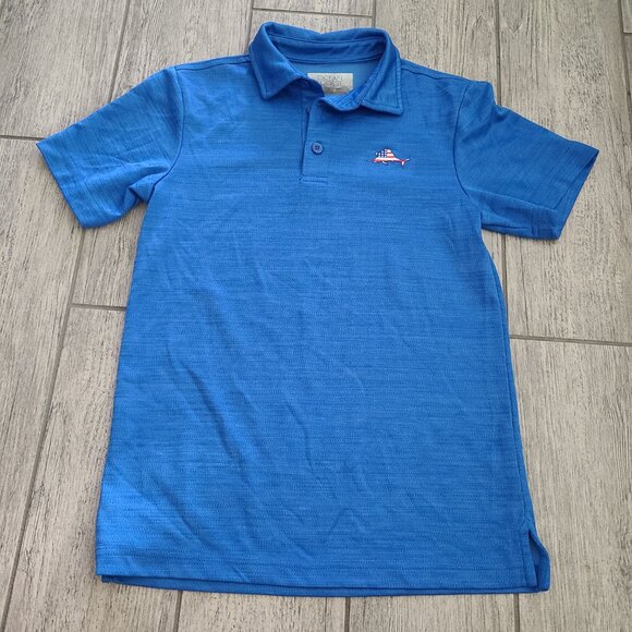 Ocean Coast boys blue short sleeve 3/4" button down lightweight collared shirt M - Picture 5 of 10